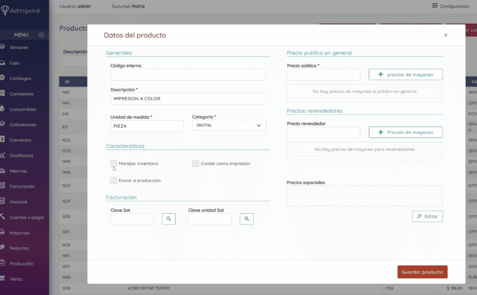 Da de alta tus productos